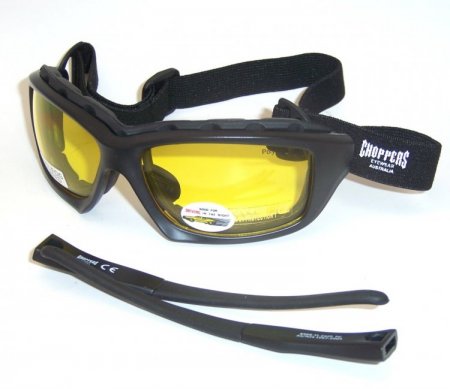 Choppers Convertible Night Drive Yellow Lens Goggles Glasses (Anti-Fog Coated) 8968-YL